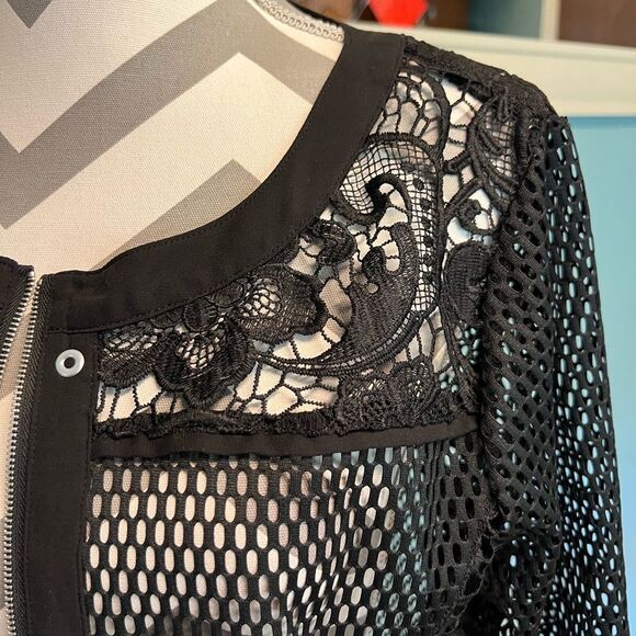 Multiples Black Lace Mesh Jacket - Picture 3 of 7